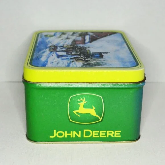 Pair Of John Deere Collector Tins Box Lunch Pail Winter Scenes Farmhouse Decor - Picture 4 of 9